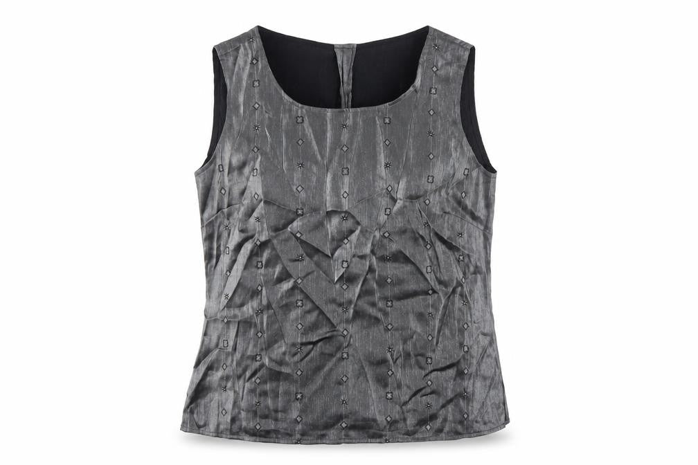 Platinum Womens Silver Geometric Viscose Basic Tank Size 16 Boat Neck