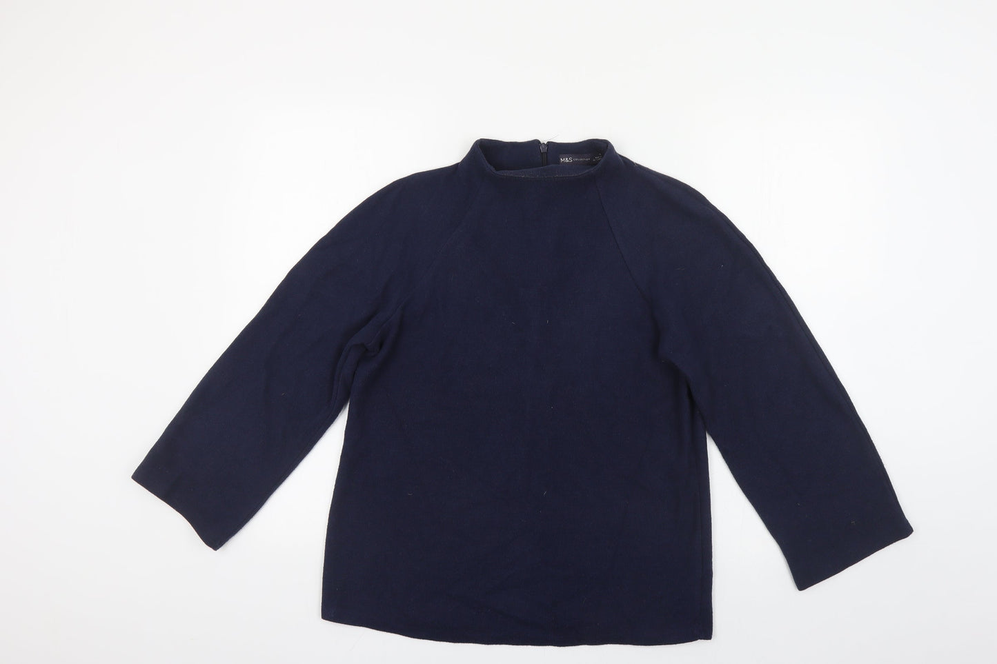 Marks and Spencer Womens Blue High Neck Polyester Pullover Jumper Size 12