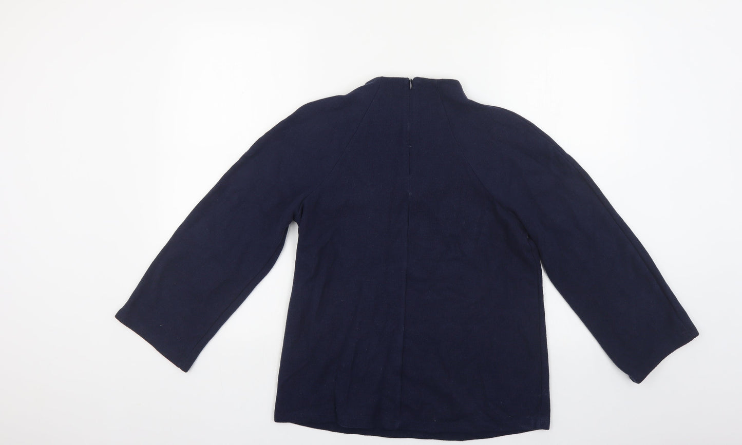 Marks and Spencer Womens Blue High Neck Polyester Pullover Jumper Size 12