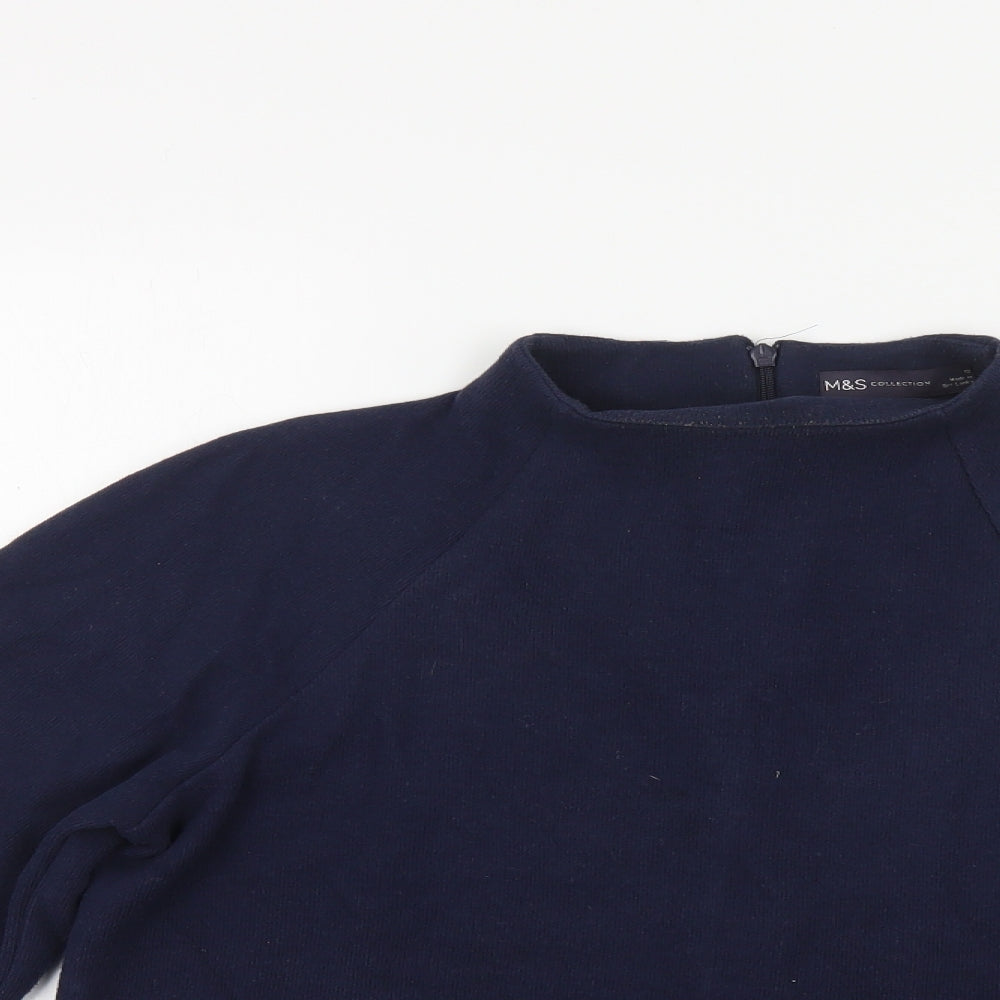 Marks and Spencer Womens Blue High Neck Polyester Pullover Jumper Size 12