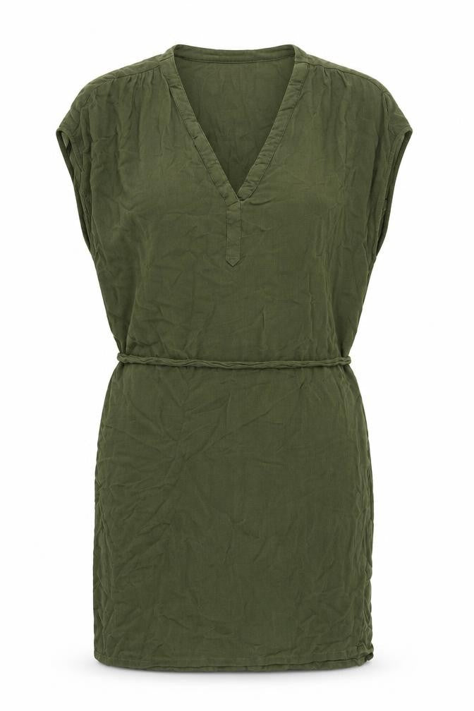 H&M Womens Green Viscose Sheath Size 12 V-Neck Tie