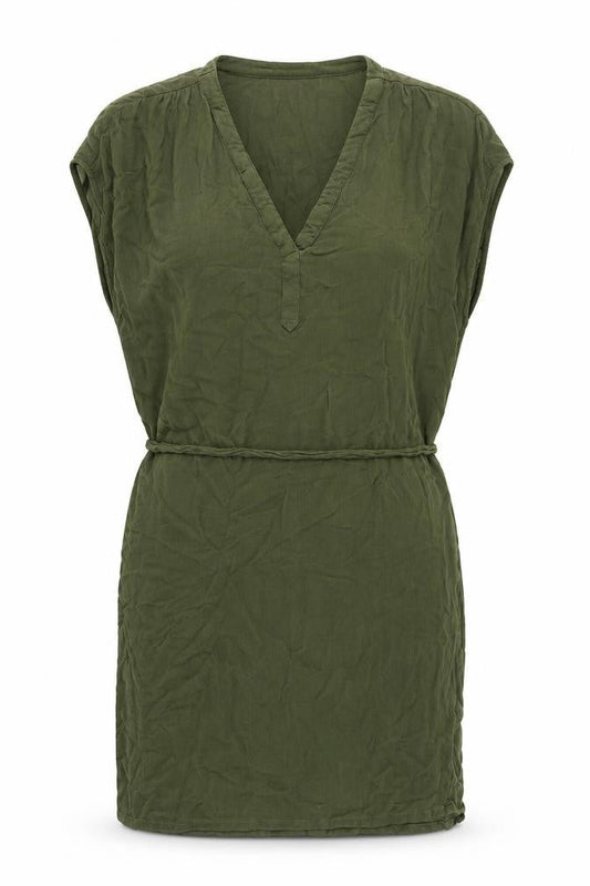 H&M Womens Green Viscose Sheath Size 12 V-Neck Tie
