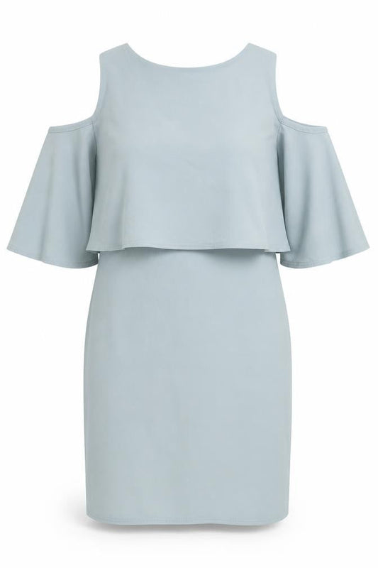 Boohoo Womens Grey Polyester Pencil Dress Size 8 Boat Neck Pullover - Cold Shoulder