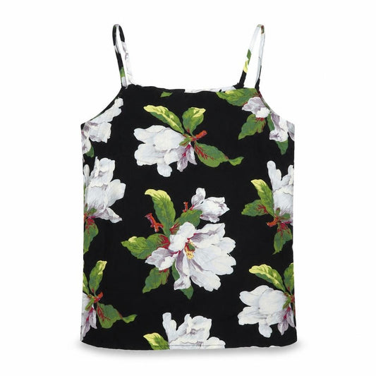 Warehouse Womens Black Floral Viscose Camisole Tank Size 6 Square Neck