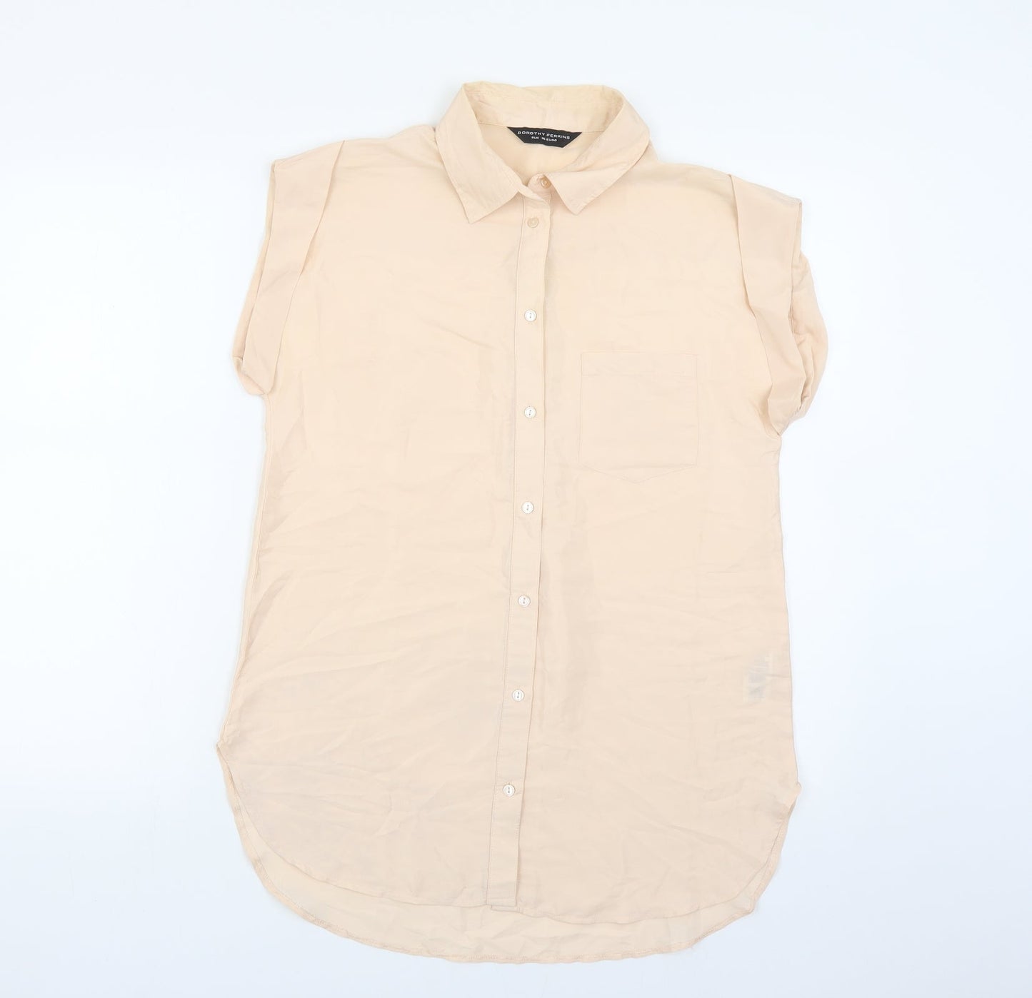 Dorothy Perkins Womens Pink Polyester Basic Button-Up Size 8 Collared