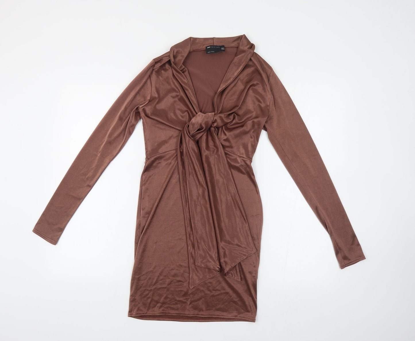 ASOS Womens Brown Polyester Mini Size 10 Collared Pullover