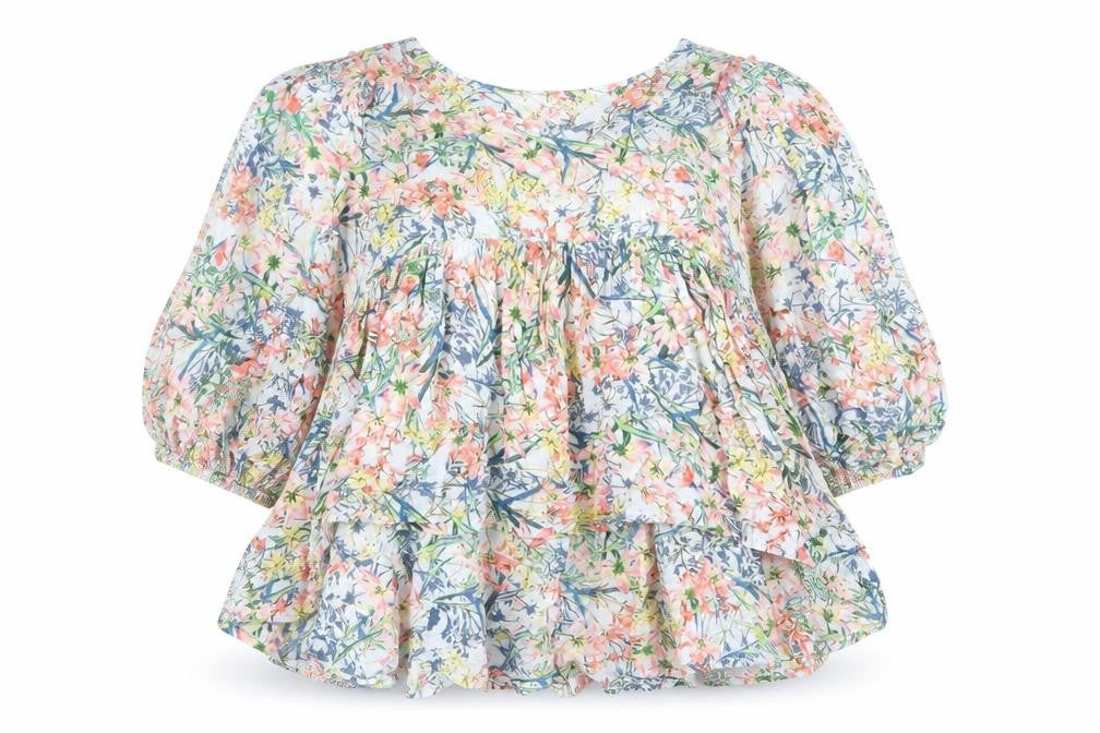 Cerulean Womens Multicoloured Floral Viscose Basic Blouse Size S Boat Neck
