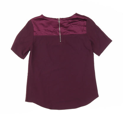 Dorothy Perkins Womens Purple Polyester Basic Blouse Size 8 Round Neck