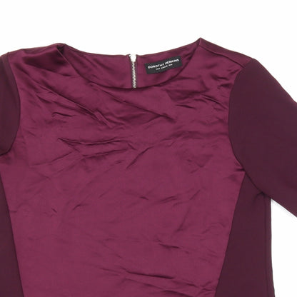 Dorothy Perkins Womens Purple Polyester Basic Blouse Size 8 Round Neck