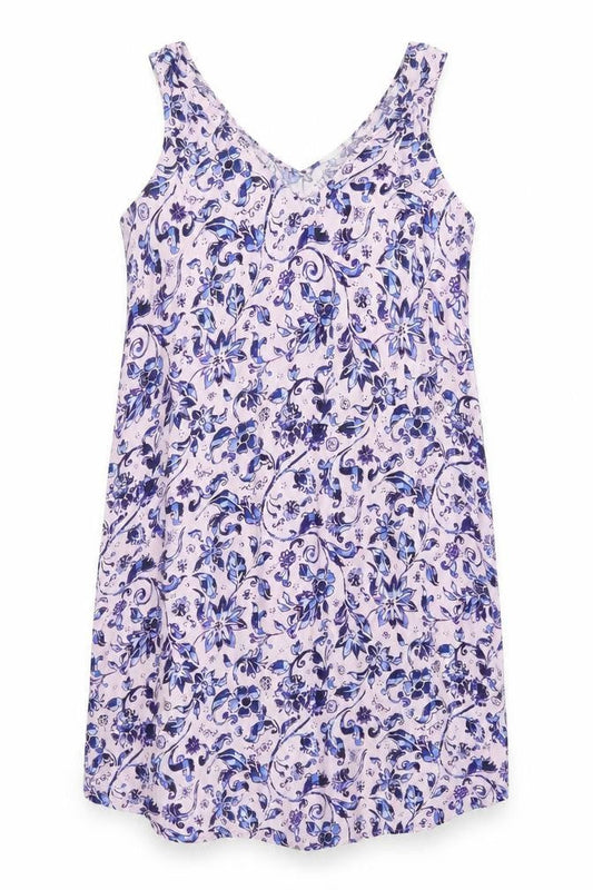 Gap Womens Pink Floral Viscose Tank Dress Size L V-Neck Pullover