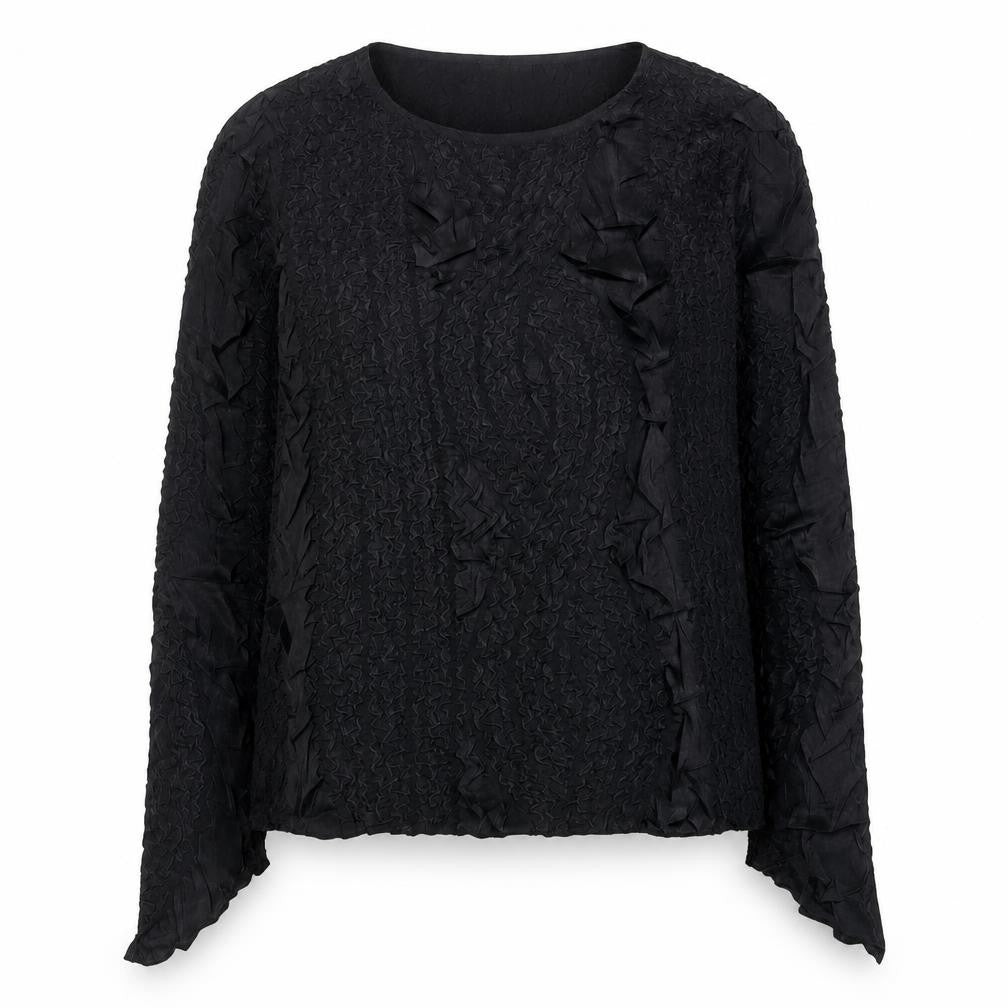 CMD Womens Black Polyester Jersey Blouse Size 16 Boat Neck - Textured