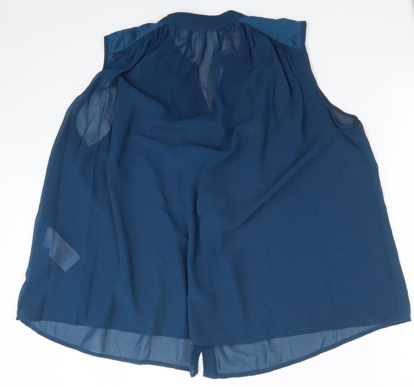 VILA Womens Blue Polyester Basic Button-Up Size L V-Neck