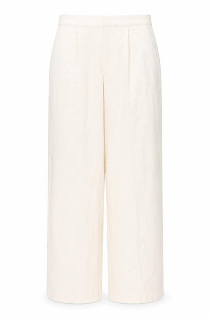Pull&Bear Womens Ivory Viscose Trousers Size M L32 in Regular Button
