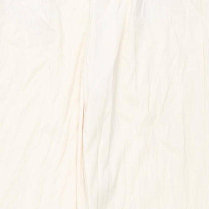 Pull&Bear Womens Ivory Viscose Trousers Size M L32 in Regular Button