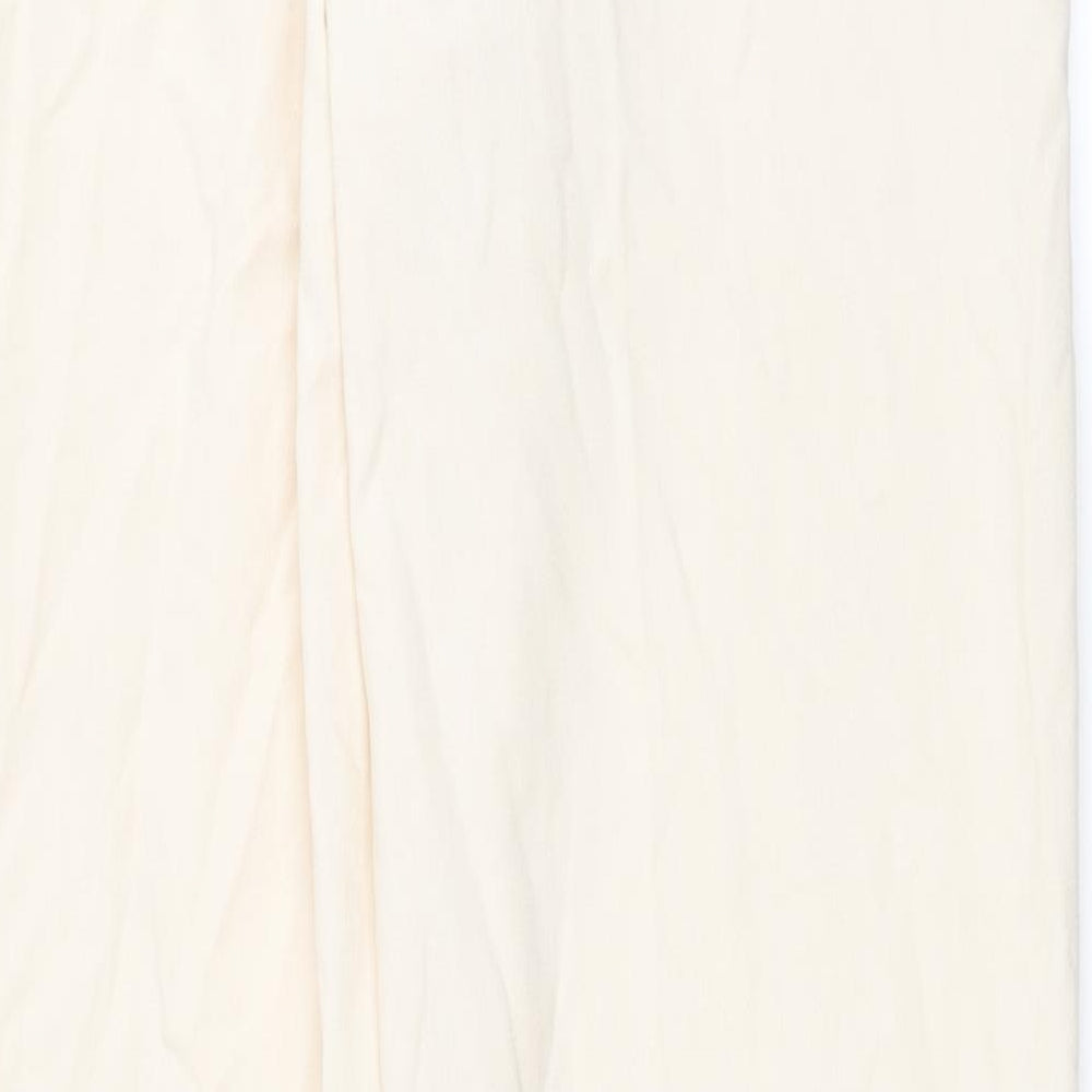 Pull&Bear Womens Ivory Viscose Trousers Size M L32 in Regular Button