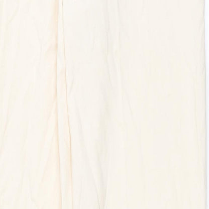 Pull&Bear Womens Ivory Viscose Trousers Size M L32 in Regular Button