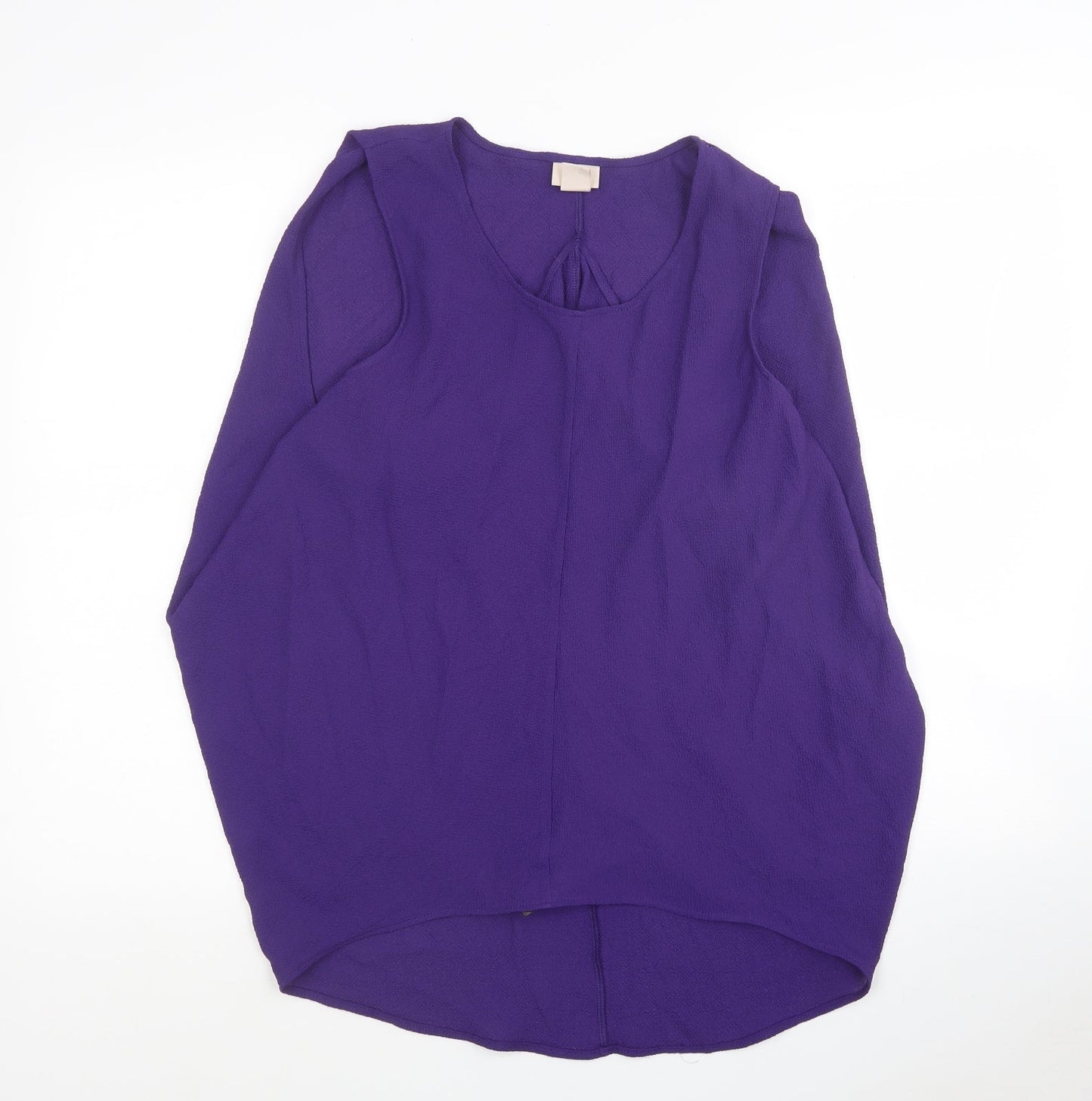 H&M Womens Purple Polyester Tunic Blouse Size 12 Round Neck