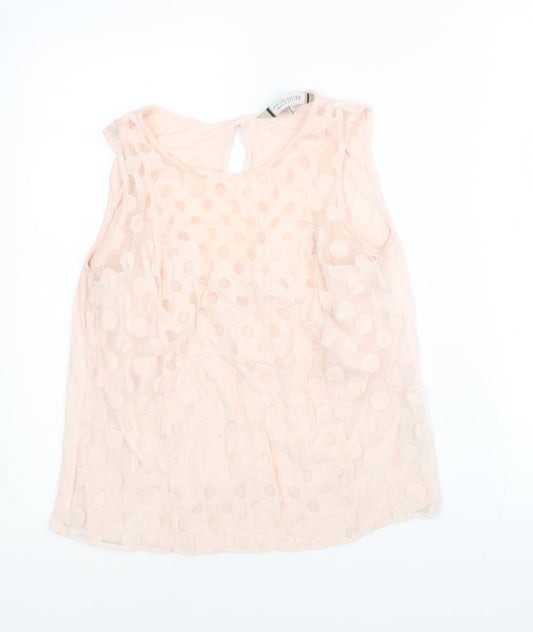 Principles Womens Pink Polka Dot Polyester Jersey Blouse Size 12 Round Neck