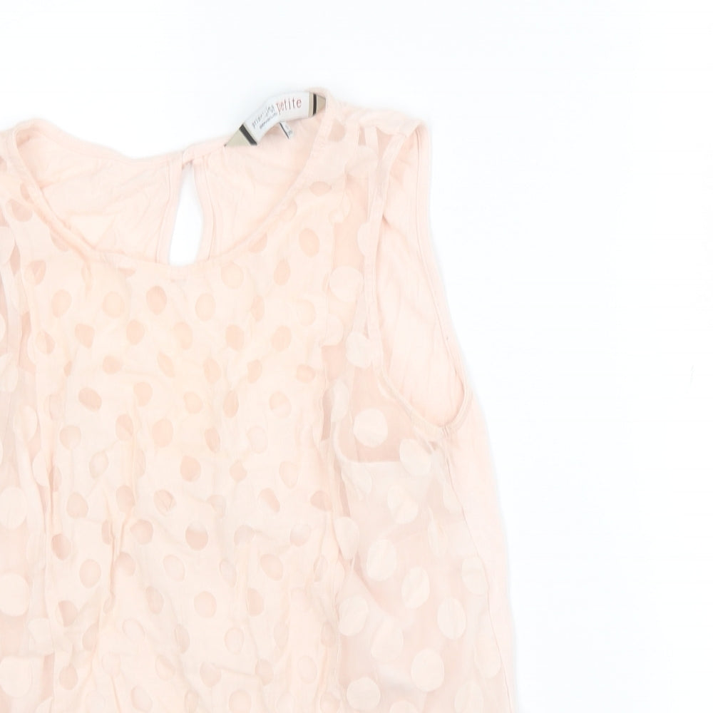Principles Womens Pink Polka Dot Polyester Jersey Blouse Size 12 Round Neck