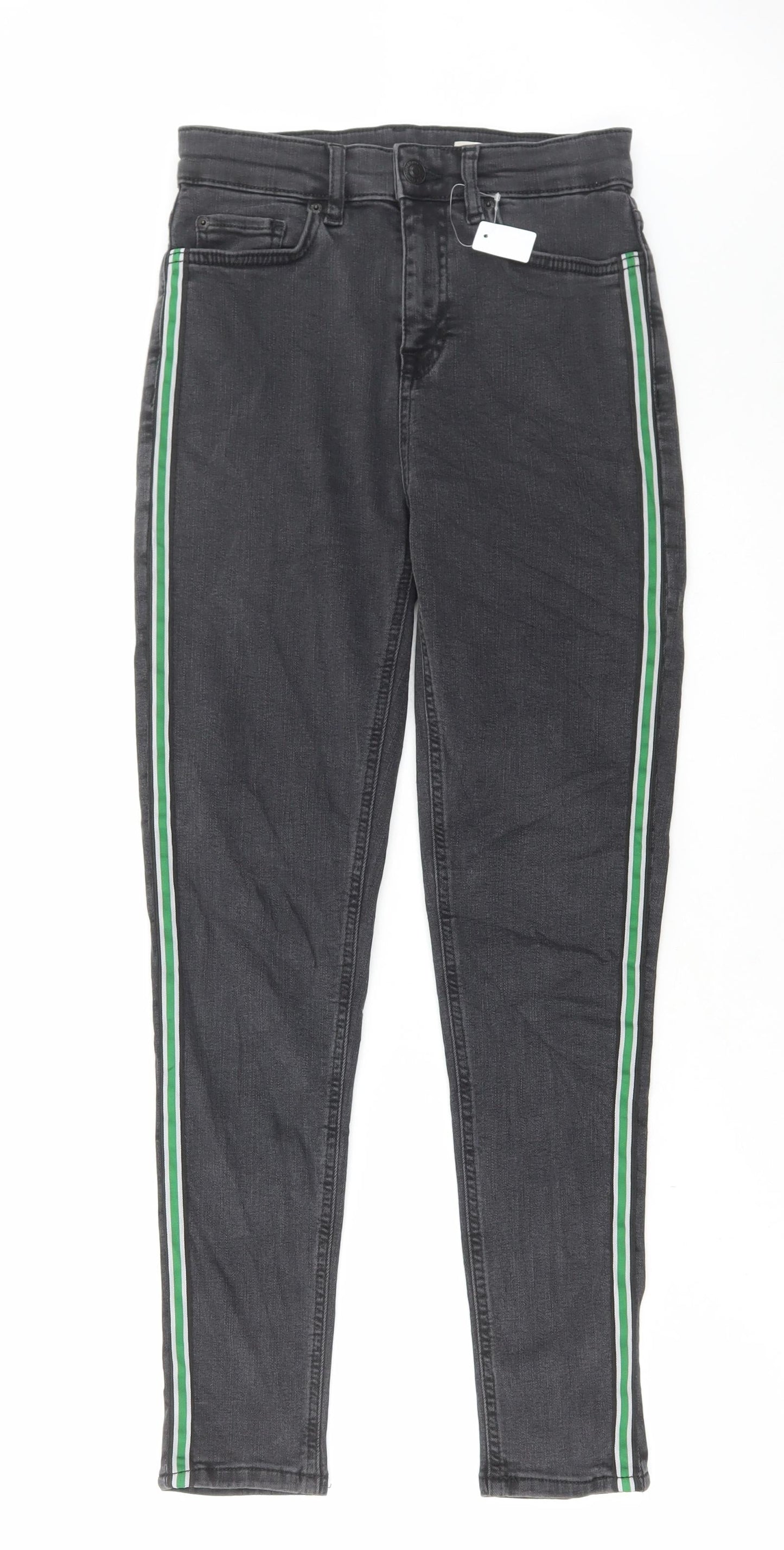 Marks and Spencer Womens Grey Cotton Skinny Jeans Size 8 L27 in Regular Button - Contrasting trim