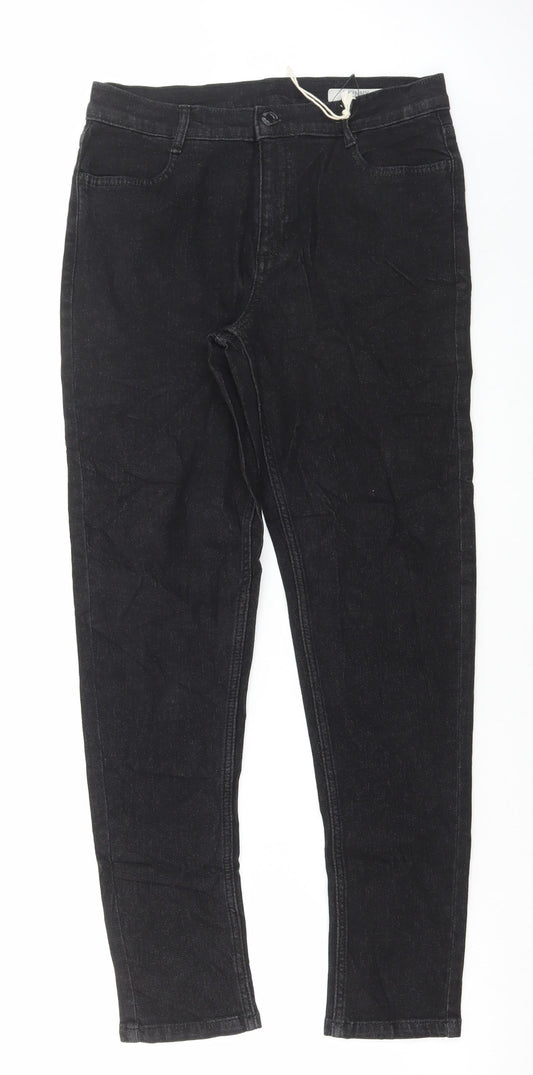 Marks and Spencer Womens Black Cotton Skinny Jeans Size 10 L28 in Regular Button
