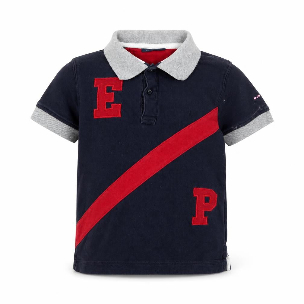 Eden Park Boys Blue Cotton Basic Polo Size 6 Years Collared Button