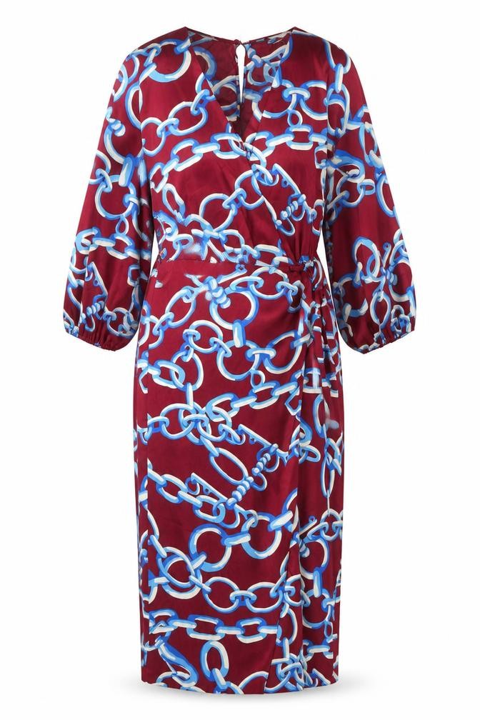 Zara Womens Red Geometric Polyester Bodycon Size XS V-Neck Button