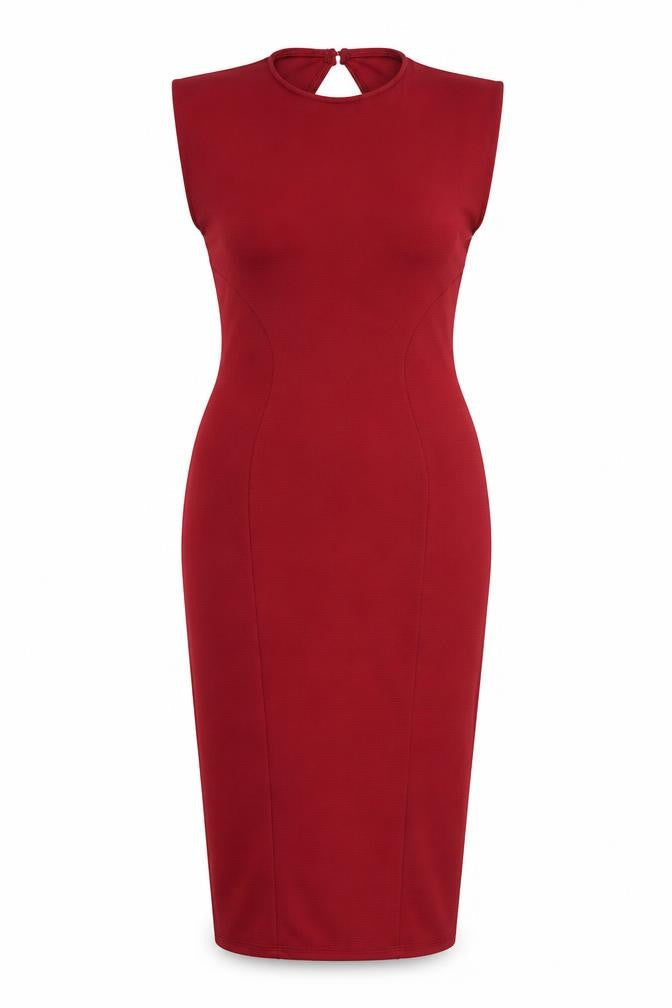 ASOS Womens Red Polyester Bodycon Size 14 Round Neck Tie