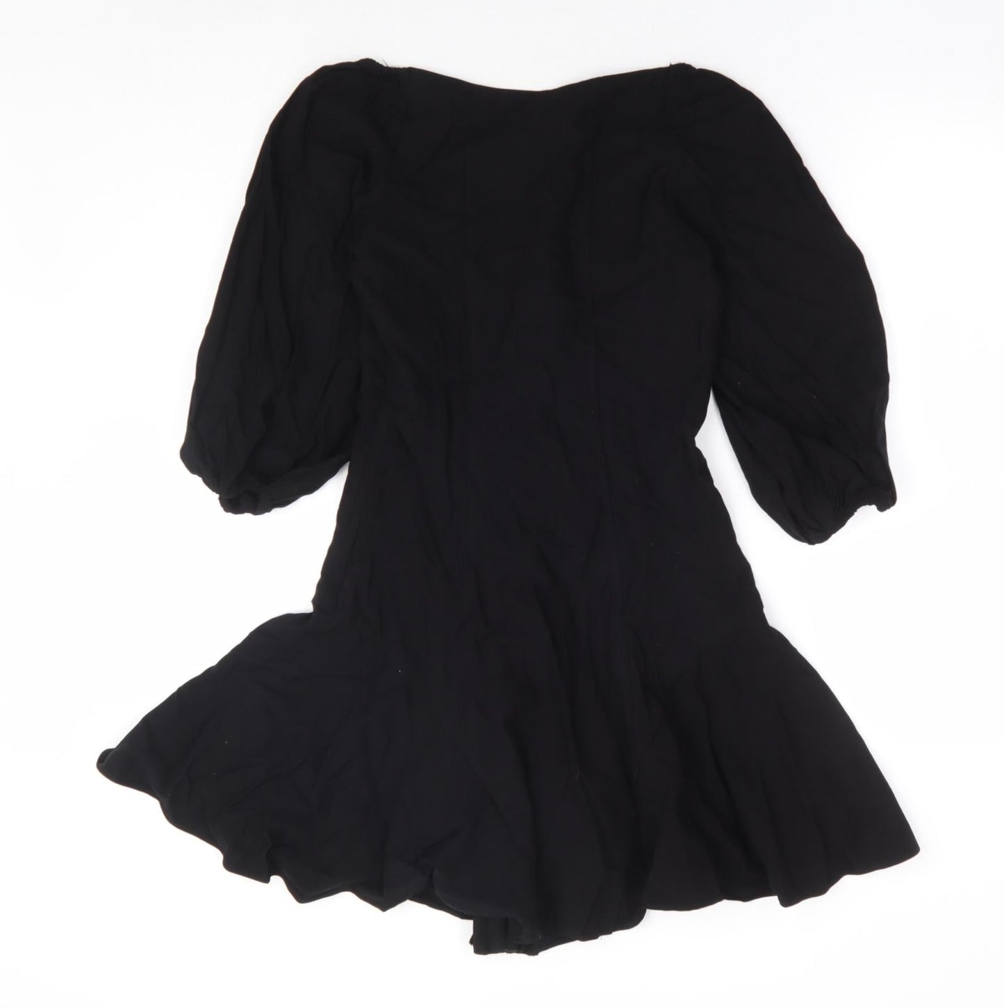 Zara Womens Black Viscose A-Line Size XS Sweetheart Zip