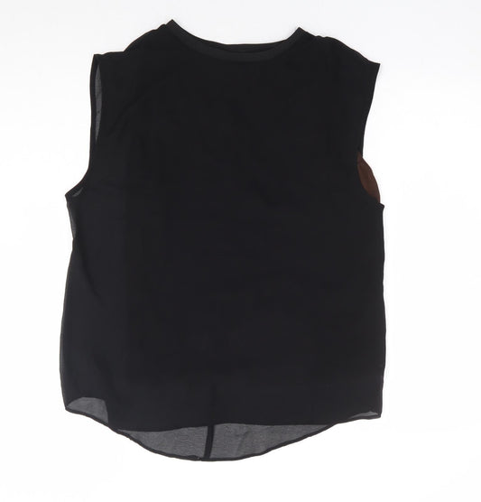 Zara Womens Black Polyester Basic Tank Size M Round Neck