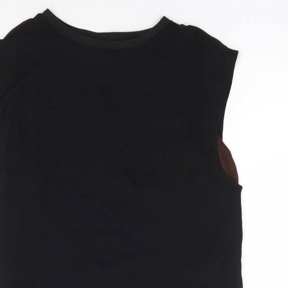 Zara Womens Black Polyester Basic Tank Size M Round Neck