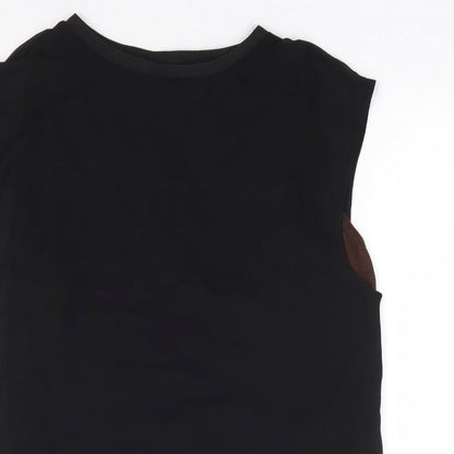 Zara Womens Black Polyester Basic Tank Size M Round Neck