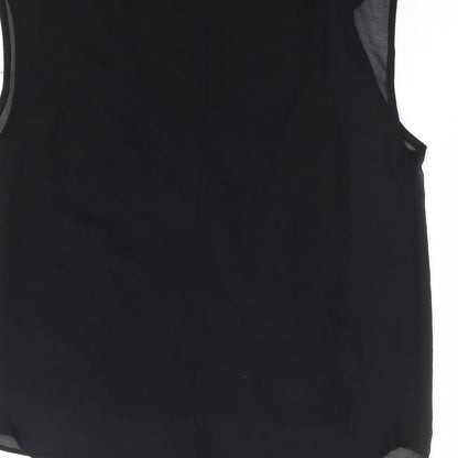 Zara Womens Black Polyester Basic Tank Size M Round Neck