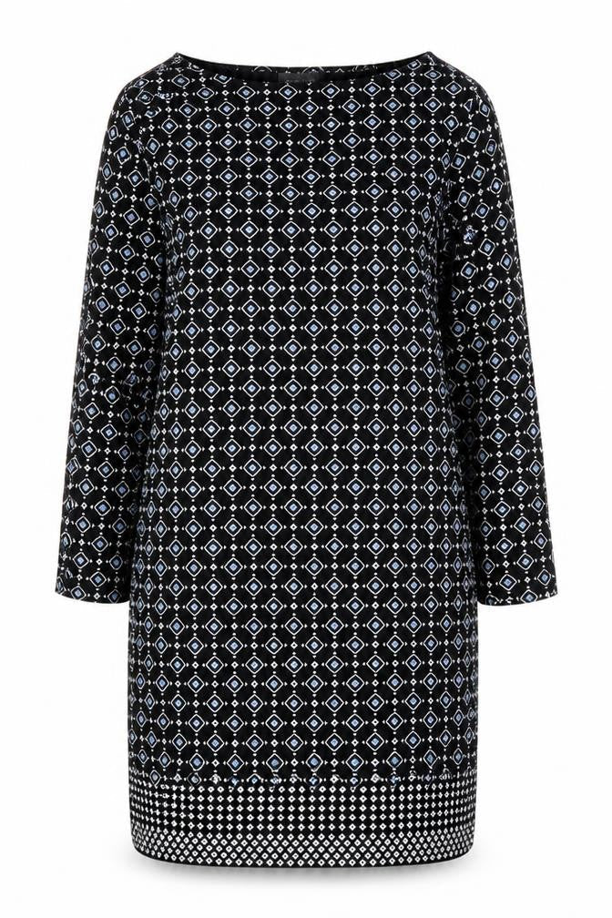 J. Jill Womens Black Geometric Rayon Shift Size XS Round Neck Pullover