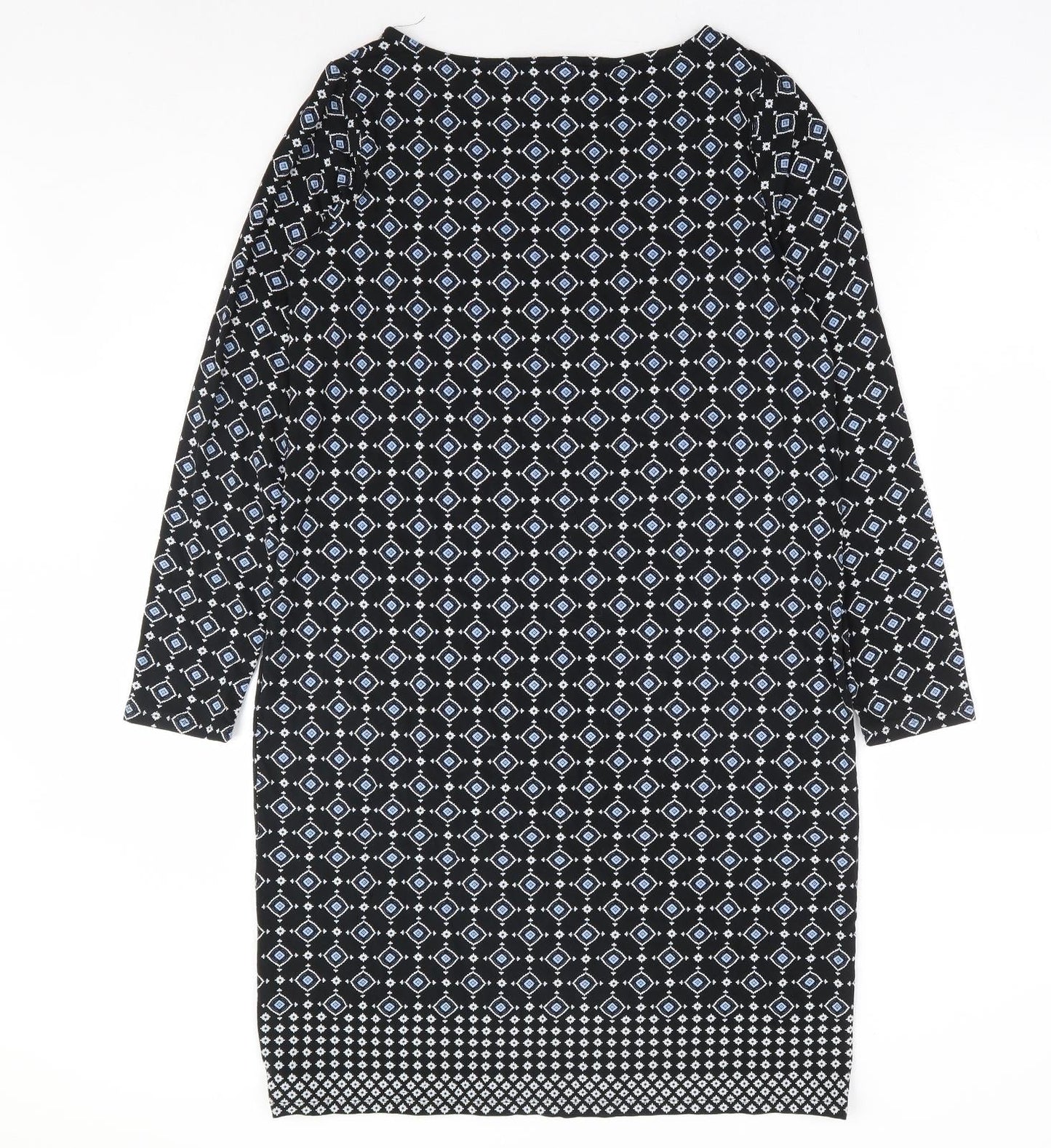 J. Jill Womens Black Geometric Rayon Shift Size XS Round Neck Pullover
