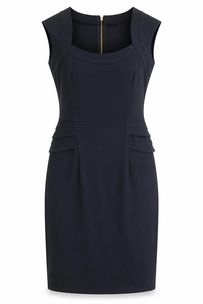 Dorothy Pekins Womens Blue Polyester Pencil Dress Size 12 Scoop Neck Zip
