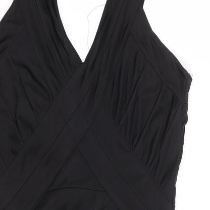 Preloved VERO MODA Womens Black Polyester Bodycon Size L V-Neck Pullover - Detail