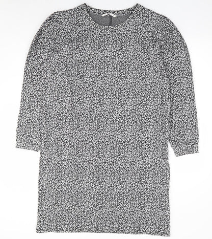 Tu Womens Grey Geometric Polyester Shift Size 16 Round Neck Pullover