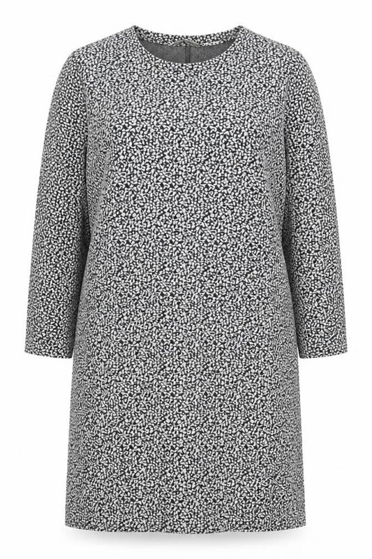 TU Womens Grey Geometric Polyester Shift Size 16 Round Neck Pullover