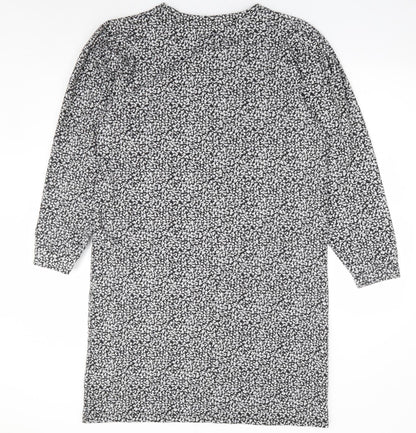 Tu Womens Grey Geometric Polyester Shift Size 16 Round Neck Pullover