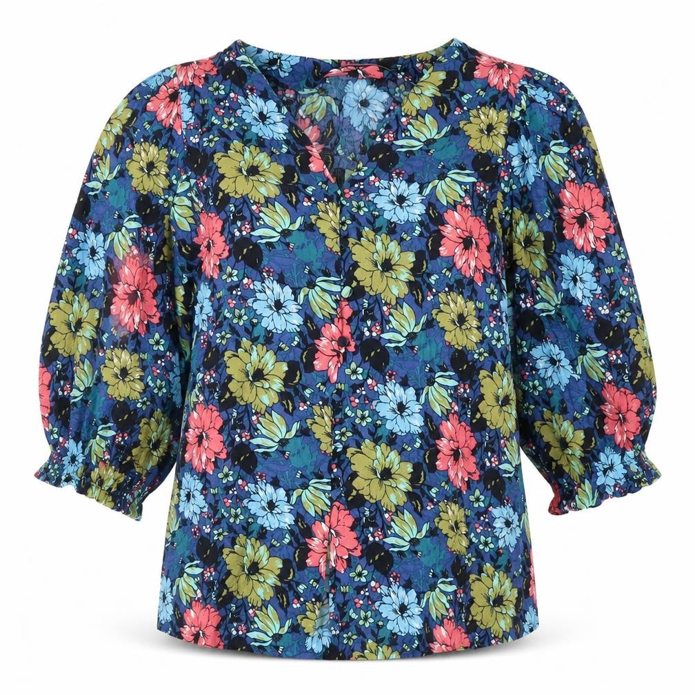 Marks & Spencer Womens Multicoloured Floral Viscose Basic Blouse Size 8 V-Neck