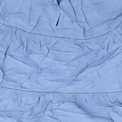 Marks & Spencer Womens Blue Viscose Basic Blouse Size 6 Round Neck - Peplum Smock