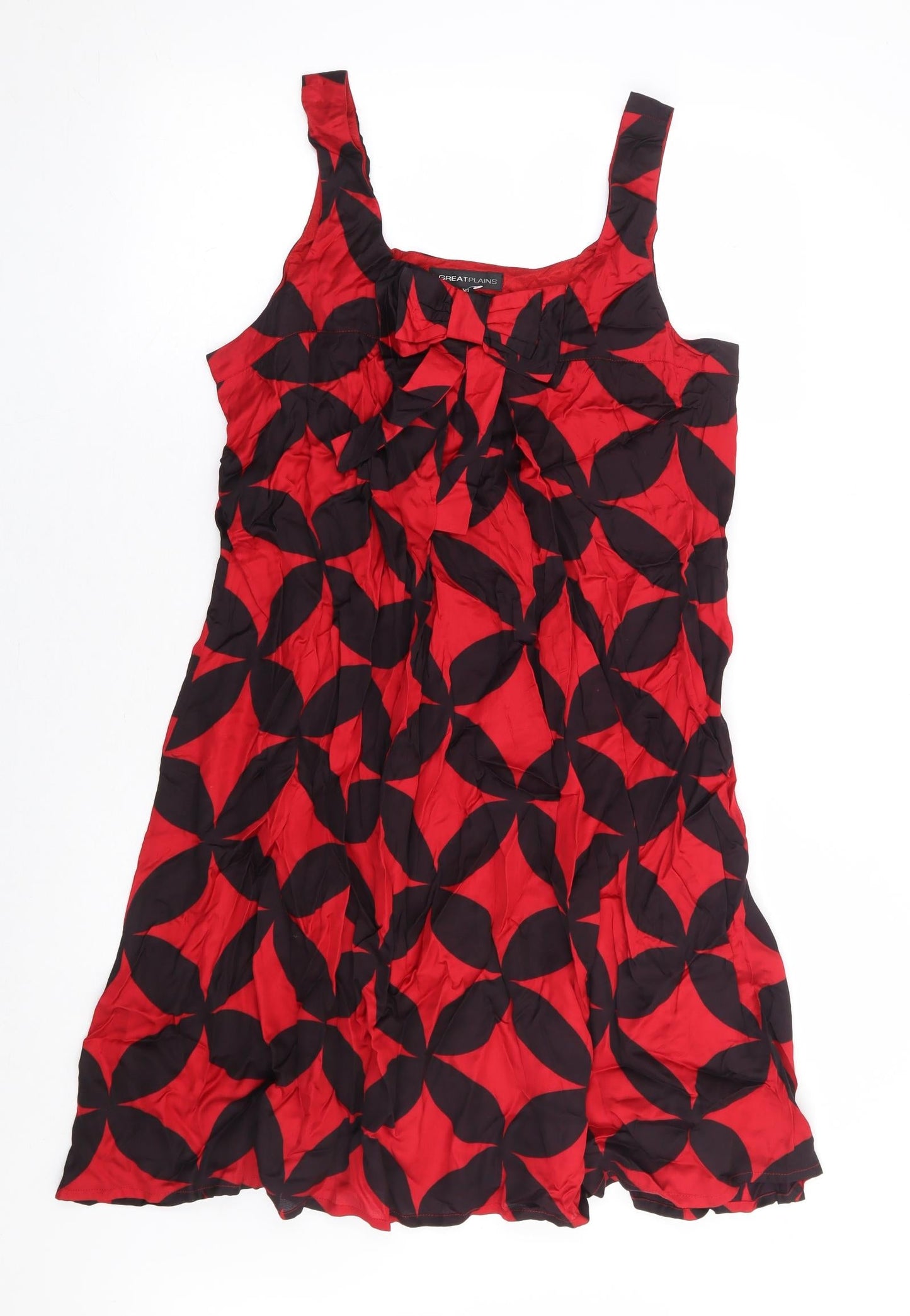 Great Plains Womens Red Geometric Viscose A-Line Size XL Scoop Neck Zip