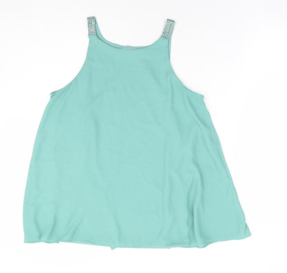 Next Womens Green Polyester Basic Tank Size 10 Square Neck