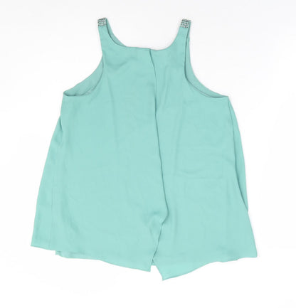 Next Womens Green Polyester Basic Tank Size 10 Square Neck