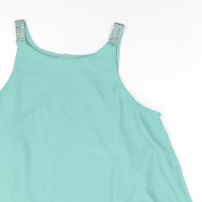Next Womens Green Polyester Basic Tank Size 10 Square Neck
