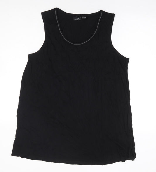 Bon Prix Collection Womens Black Cotton Basic Tank Size L Scoop Neck