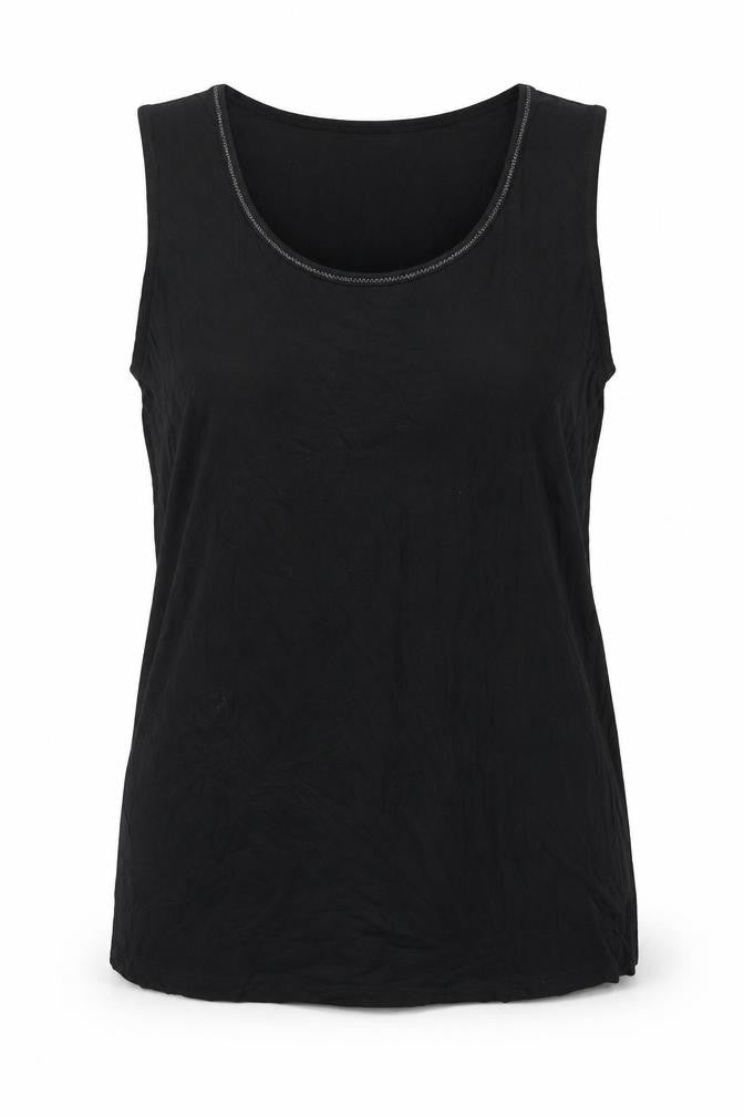 Bon Prix Collection Womens Black Cotton Basic Tank Size L Scoop Neck