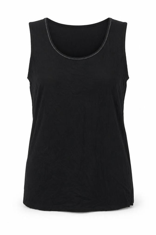 Bon Prix Collection Womens Black Cotton Basic Tank Size L Scoop Neck