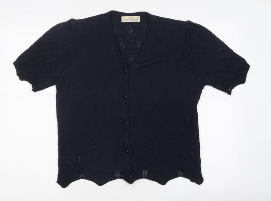 Marks and Spencer Womens Blue V-Neck 100% Cotton Cardigan Jumper Size 10 - Buttons